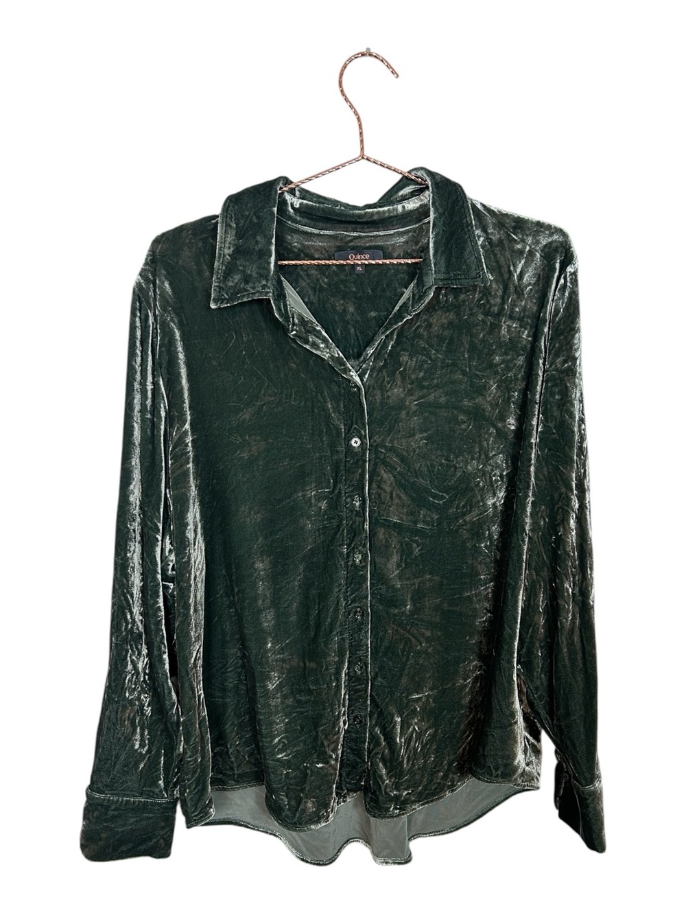 Quince Stretch Silk Velvet Long Sleeve Button-Down Shirt
